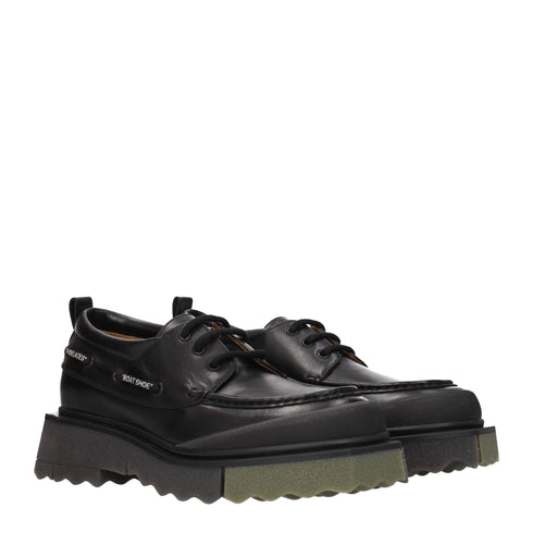 Off-White Black Leather Slip-On Loafers